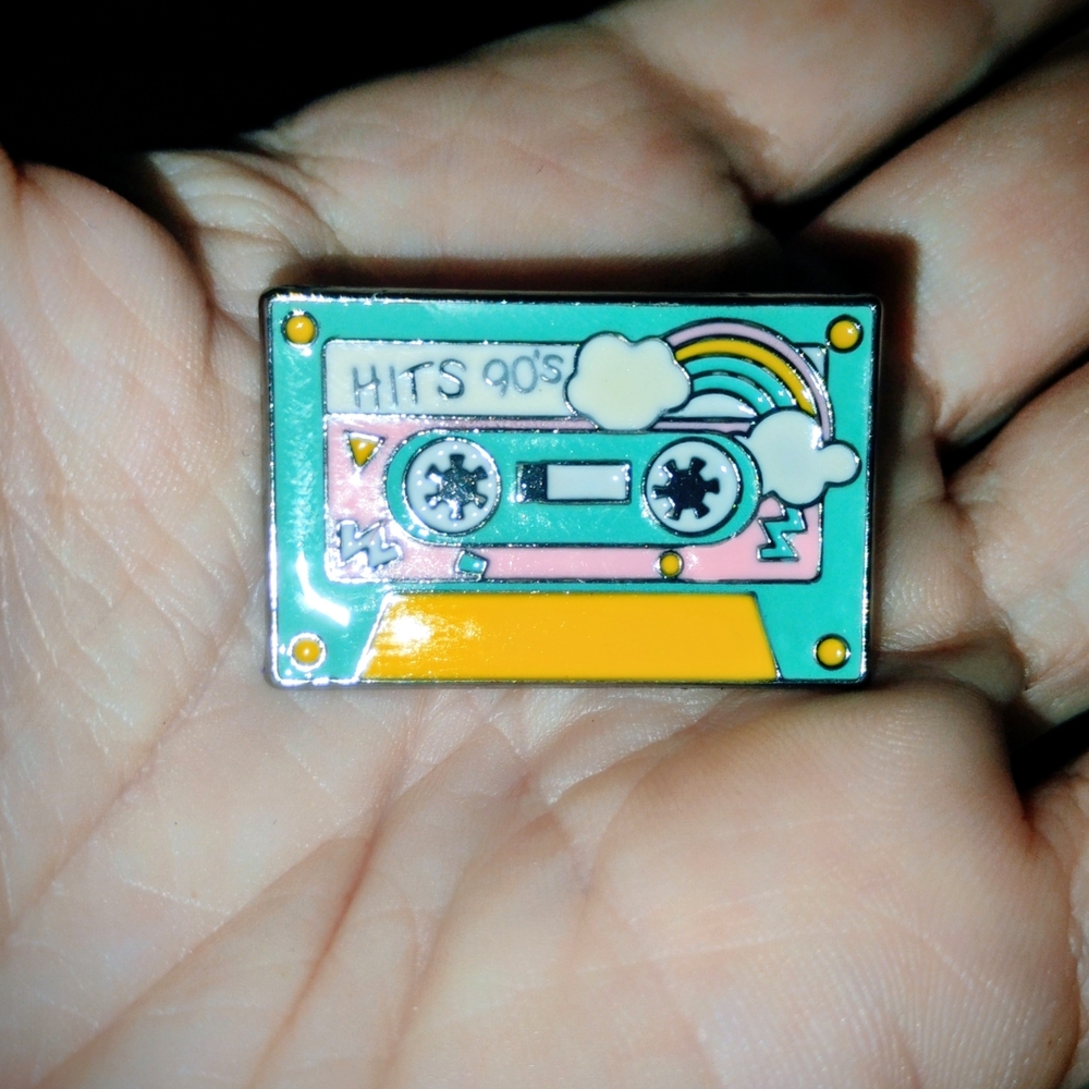 Retro 90s Cassette Tape Rainbow Enamel Pin